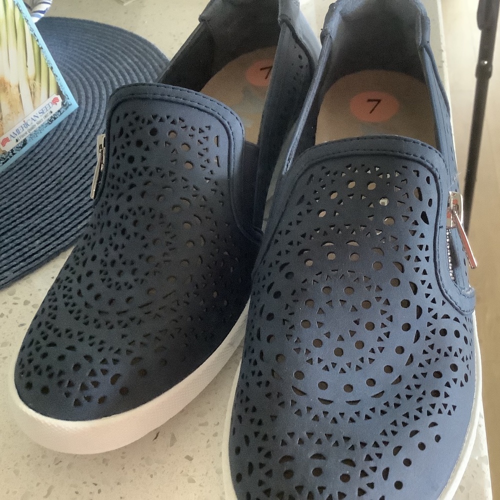 Anne Klein Navy Slip On Sneakers